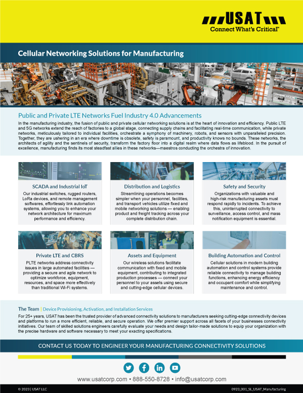 Cellular Solutions for Manufacturing and Production Environments