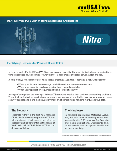 Private LTE Solutions from USAT, Cradlepoint, and Motorola Solutions